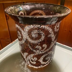 PartyLite Amaretto Swirl Mosaic Glass Vase / Candle Holder